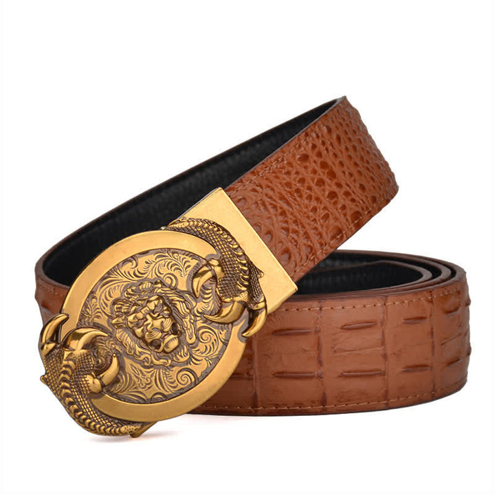 Cintura automatica in pelle con motivo coccodrillo Savage Lion da uomo