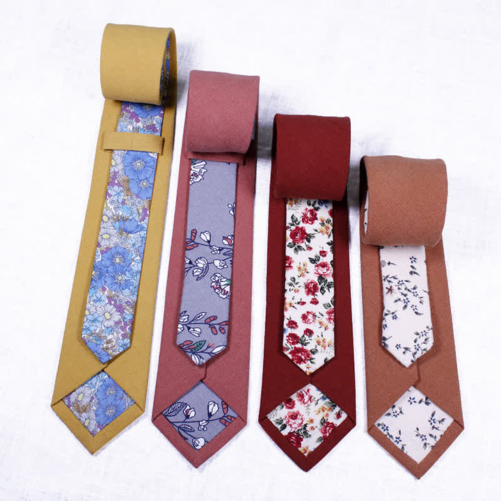 Cravatta da uomo con motivo patchwork floreale a quadri