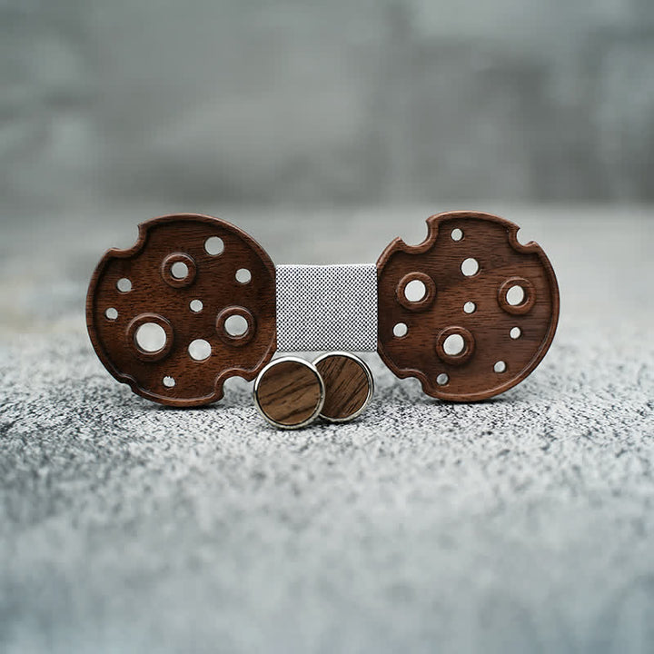 Set di 3 papillon in legno a cerchio cavo da uomo