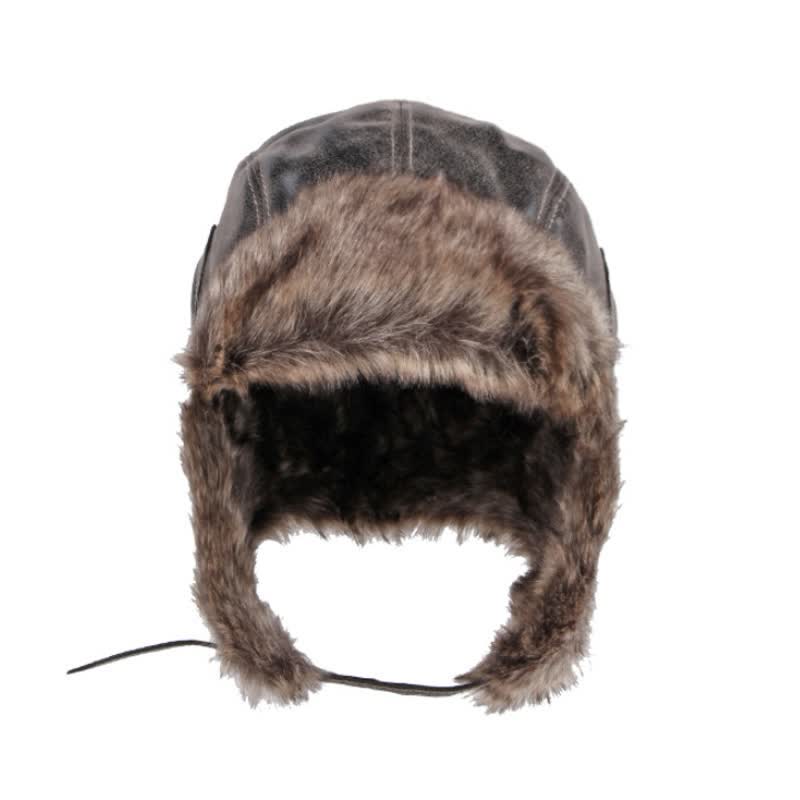 Cappello da cacciatore in similpelle con protezione per le orecchie morbida e soffice