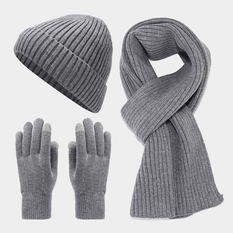 Set di 3 cappelli, sciarpe e guanti classici unisex versatili