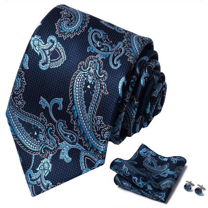 Set di 3 cravatte da uomo con motivo Paisley in tonalità di blu