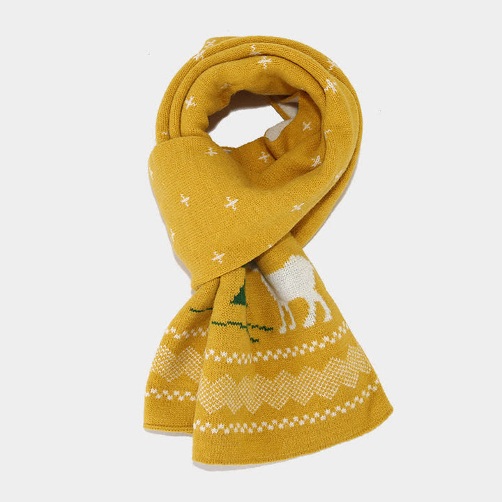 3 pezzi da donna renna albero jacquard cappello sciarpa guanti set