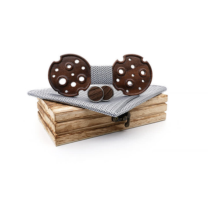 Set di 3 papillon in legno a cerchio cavo da uomo