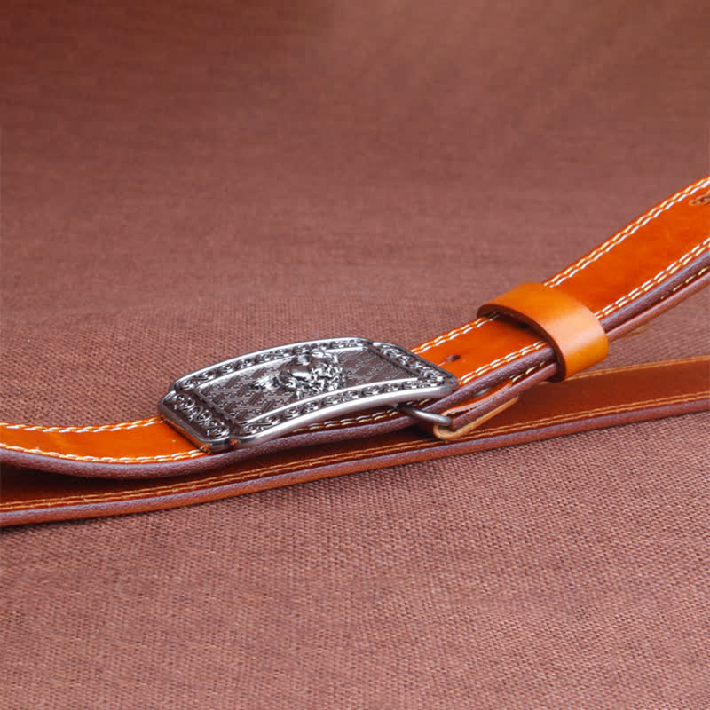 Cintura etnica da uomo in pelle di cavallo color argento da cowboy