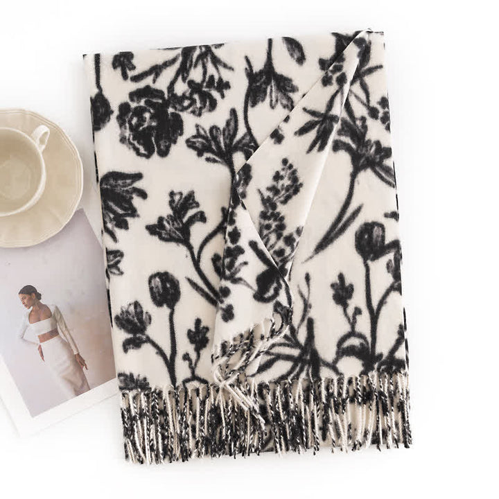 Sciarpa botanica con fiori dolci color crema da donna