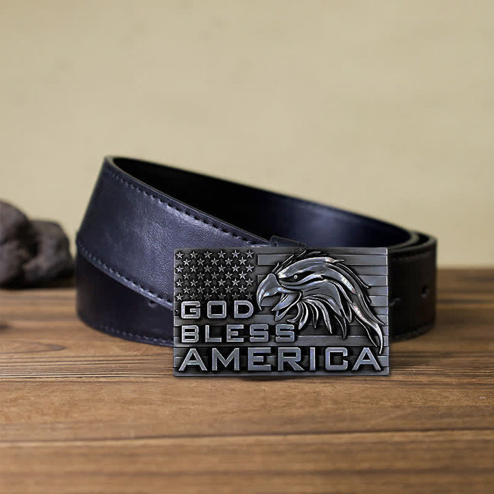 Cintura in pelle fai da te con fibbia God Bless America Eagle da uomo