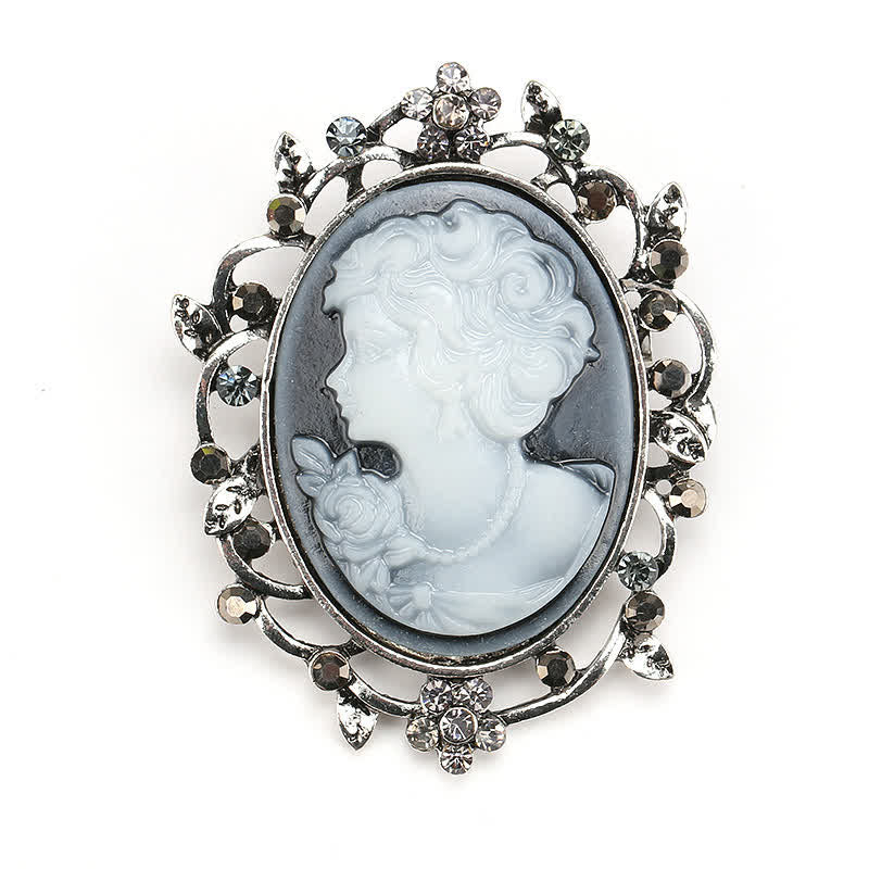 Spilla ovale con cammeo scintillante da donna - Argento - image 0