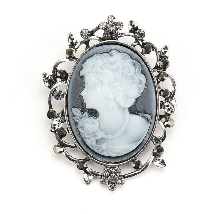 Spilla ovale con cammeo scintillante da donna - Argento - image 0