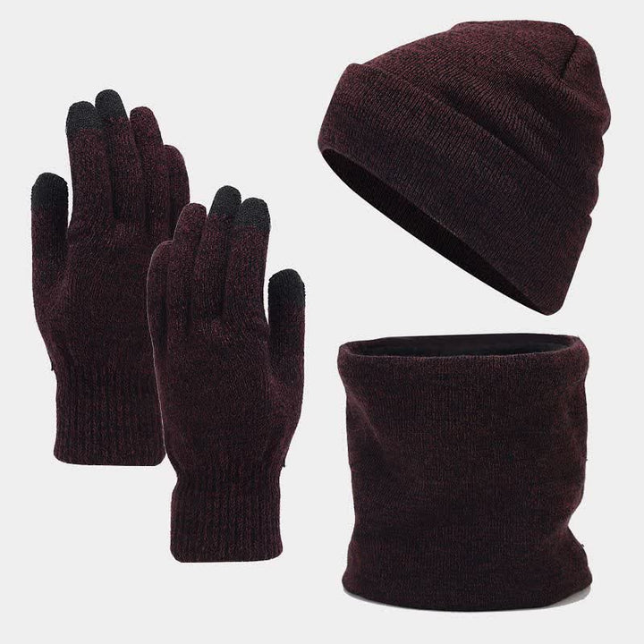 3 pezzi unisex caldo berretto sciarpa guanti set - Borgogna - Regolabile (22"-22 7/8") - image 12