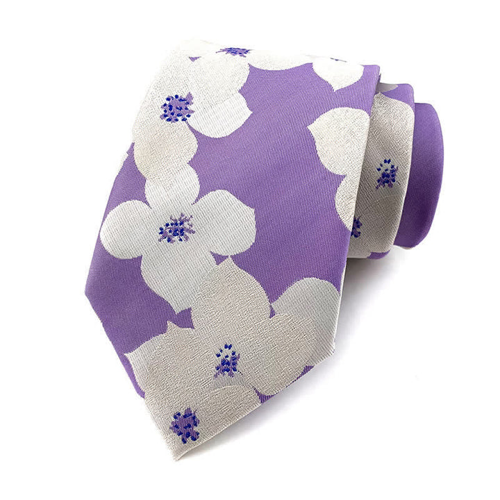 Cravatta elegante da uomo con motivo floreale a fiori grandi - Viola - image 10