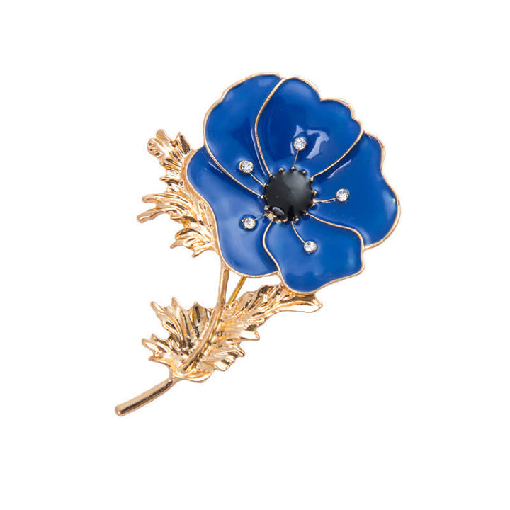 Spilla da donna con dipinto a olio vintage a forma di papavero - Blu - image 7