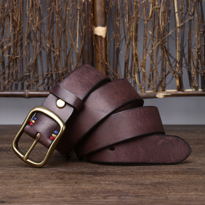 Cintura da uomo vintage in pelle di vacchetta pura spessa