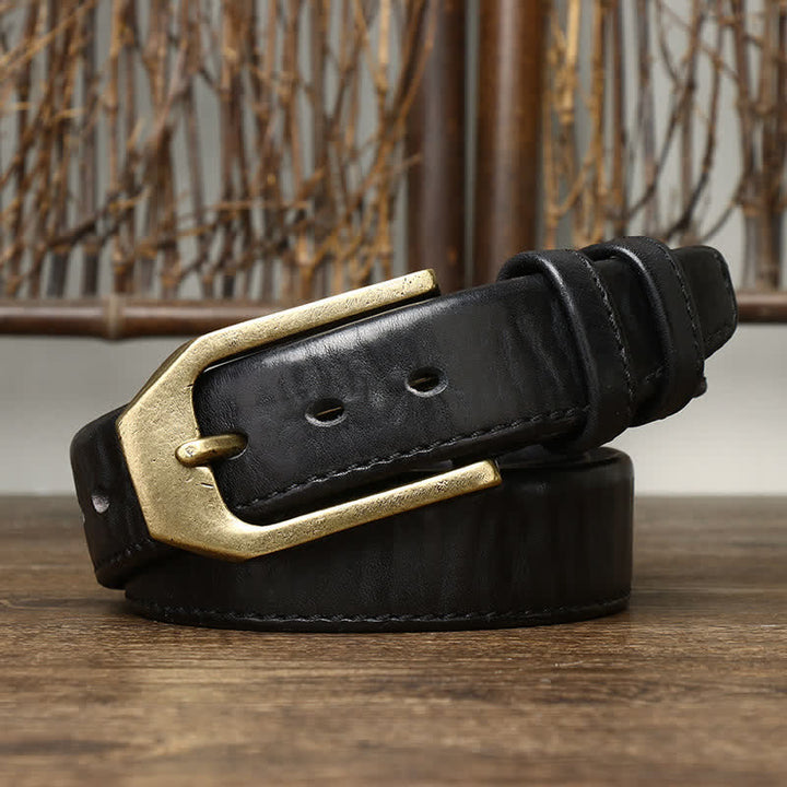 Cintura da uomo in pelle lucida con fibbia rettangolare - Nero - 44 - image 8