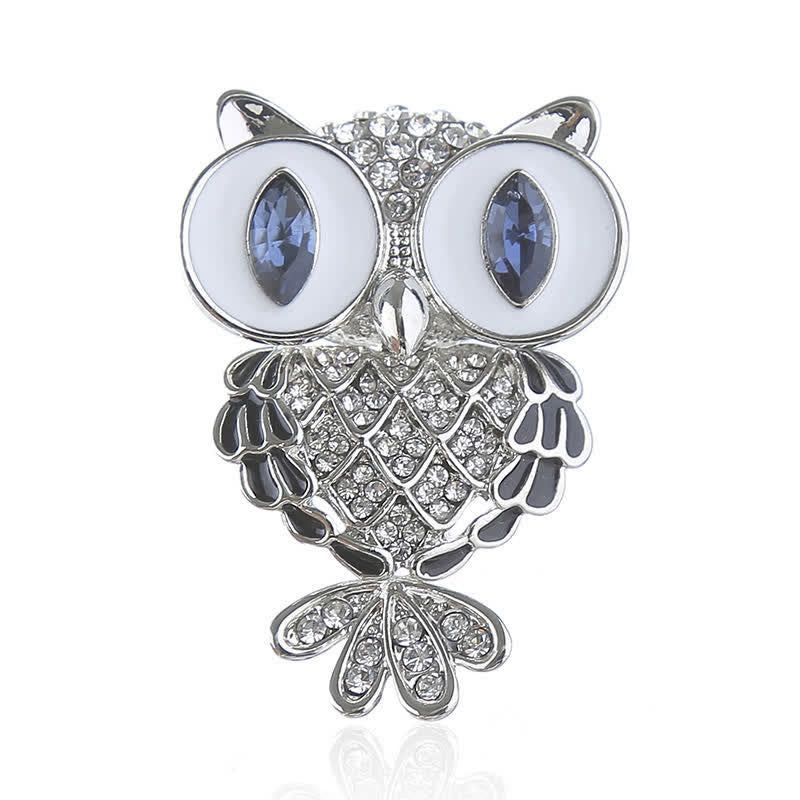 Spilla gufo occhi azzurri mistici da donna - Argento - image 4