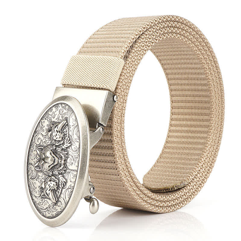 Cintura semplice in nylon Hungry Wolves da uomo - Beige / Argento - 48" - image 13