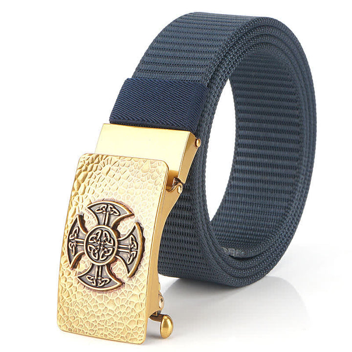 Cintura in nylon per il tempo libero in stile retrò da uomo - Blu / Oro - 48" - image 11