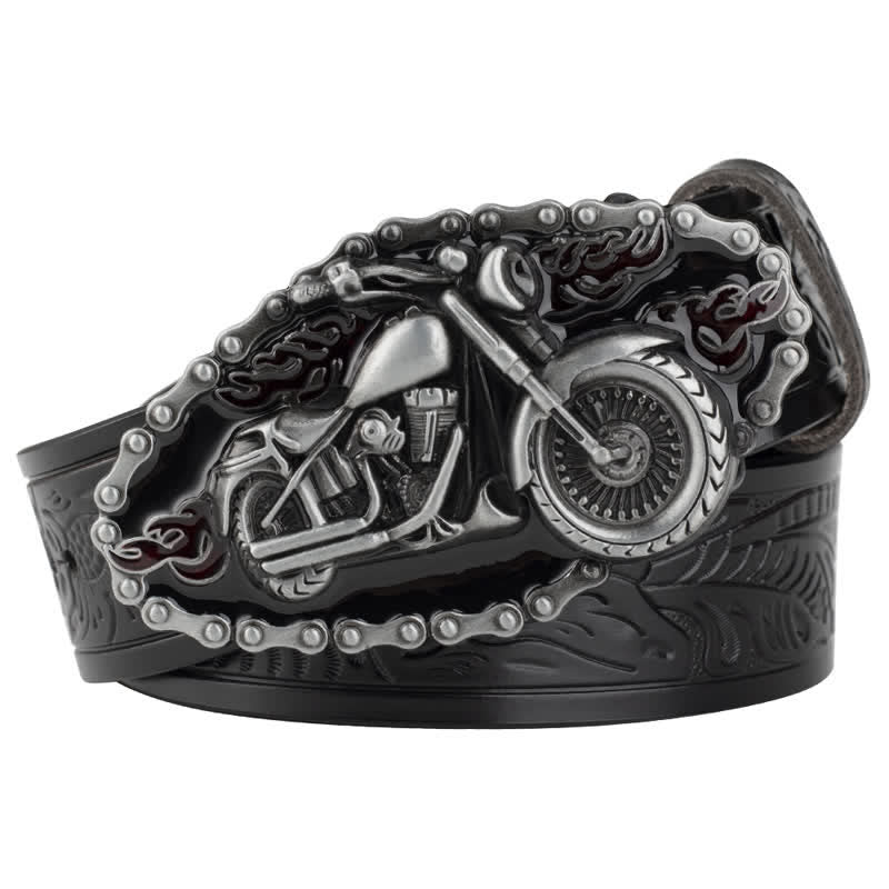 Cintura da motociclista in pelle punk rock da uomo - Nero / Argento - 46 - image 7