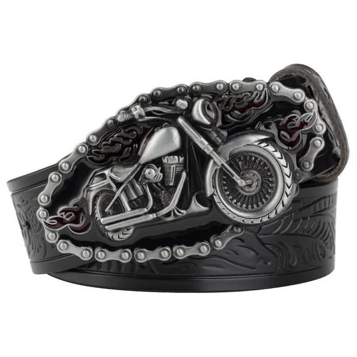 Cintura da motociclista in pelle punk rock da uomo - Nero / Argento - 46 - image 7