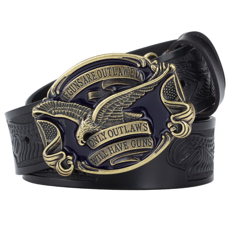 Cintura in pelle con bandiera americana Soaring Eagle da uomo - Nero / Bronzo - 46 - image 12