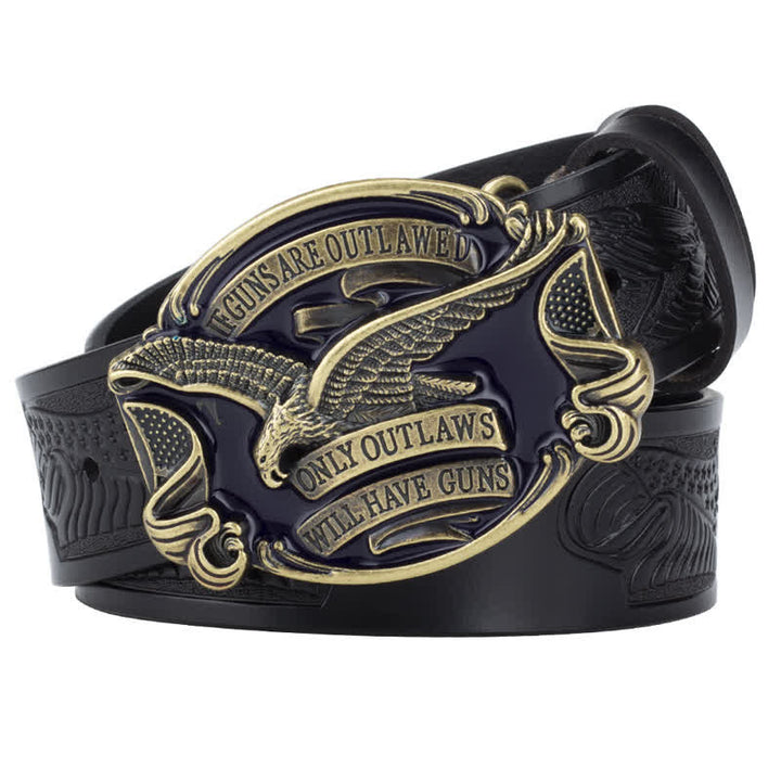 Cintura in pelle con bandiera americana Soaring Eagle da uomo - Nero / Bronzo - 46 - image 12