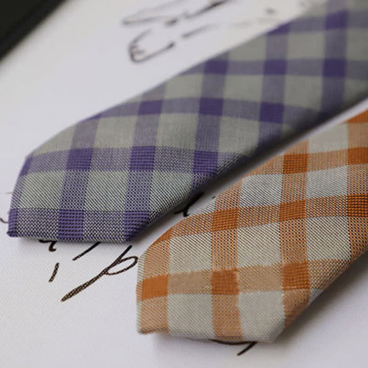 Cravatta a quadri bicolore in stile preppy da uomo - image 3