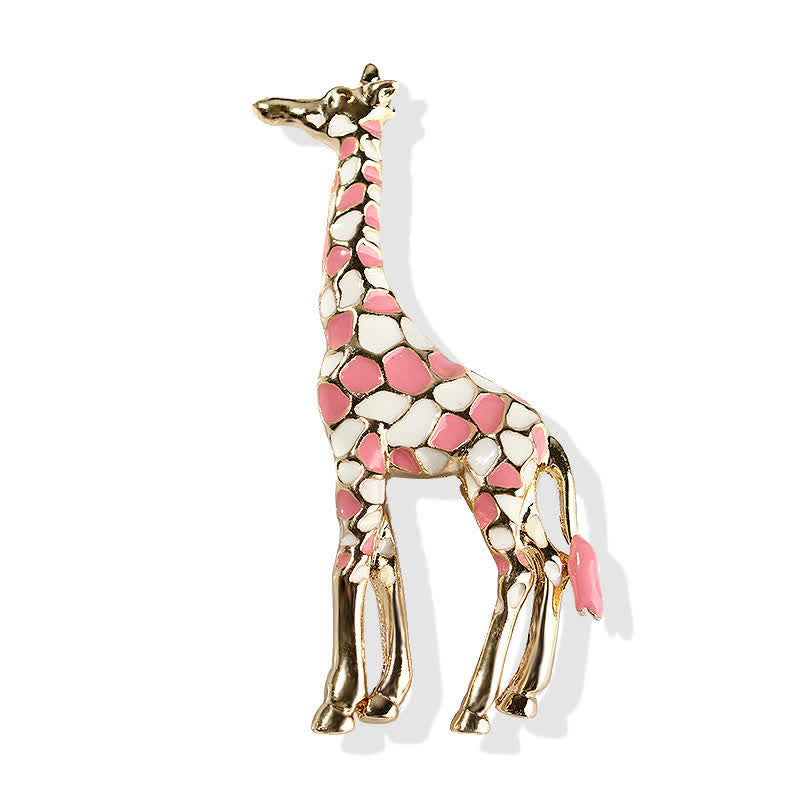 Spilla da donna a forma di giraffa in smalto lucido con motivo a cartoni animati