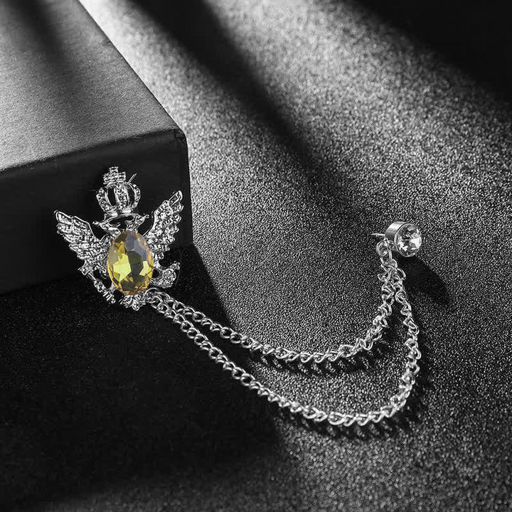 Spilla a catena con corona di re aquila da uomo