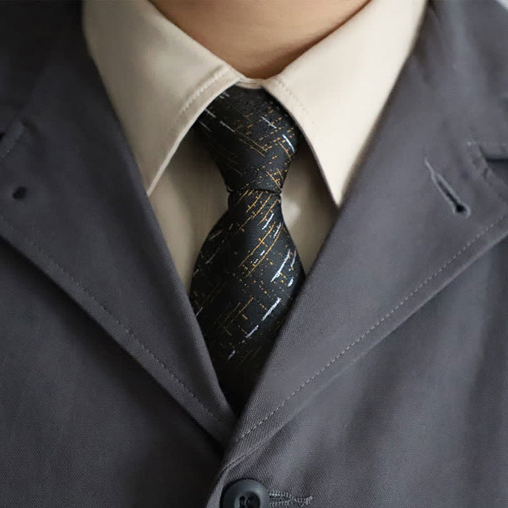 Cravatta elegante con cerniera da uomo, motivo Paisley a righe