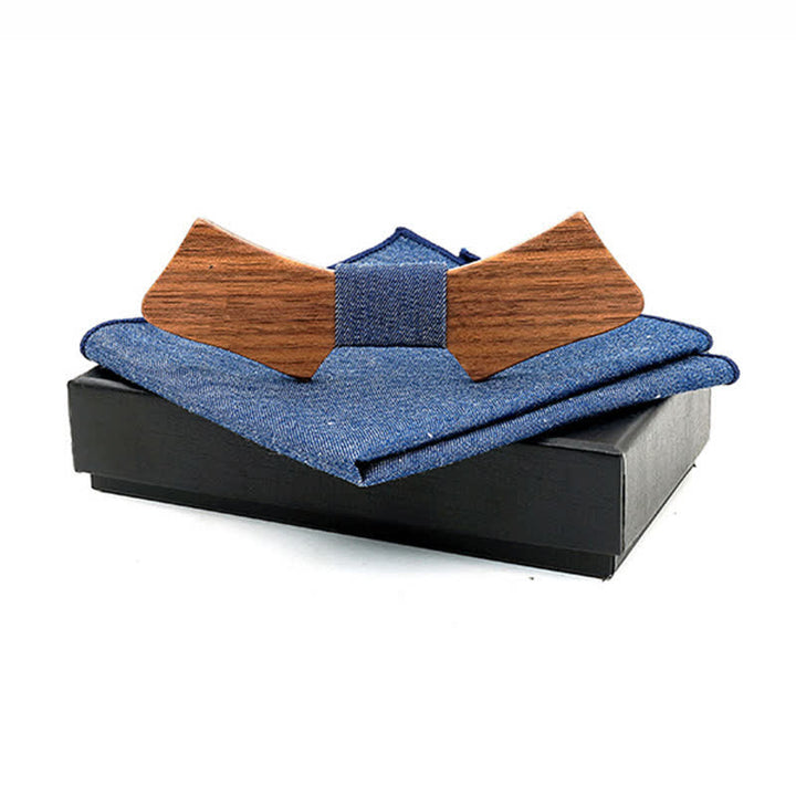 Set di 2 papillon in legno a forma di colletto da uomo