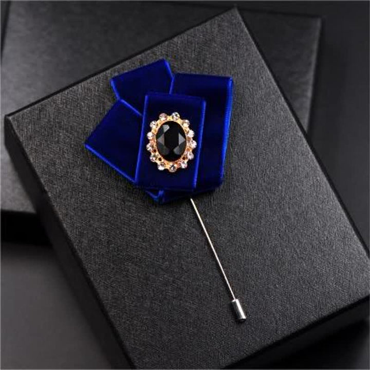 2 pezzi Royal Rhinestone Spilla Velluto Papillon Set