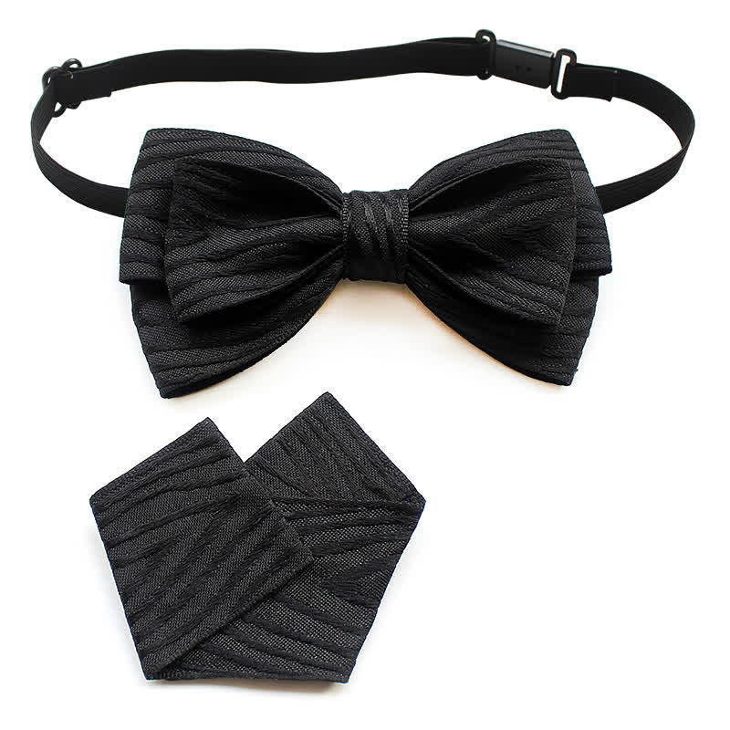 Set di 2 papillon a righe plissettate da uomo - Nero plissettato - image 9