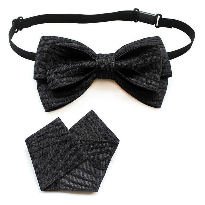 Set di 2 papillon a righe plissettate da uomo - Nero plissettato - image 9