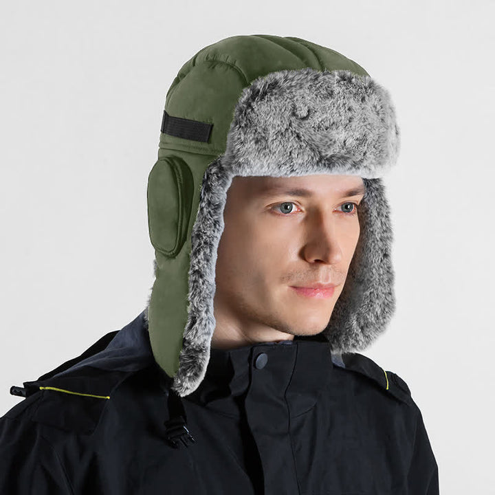 Cappello da aviatore unisex per esterni con pelliccia sintetica - Verde - Regolabile (22 7/8"-23 5/8") - image 14