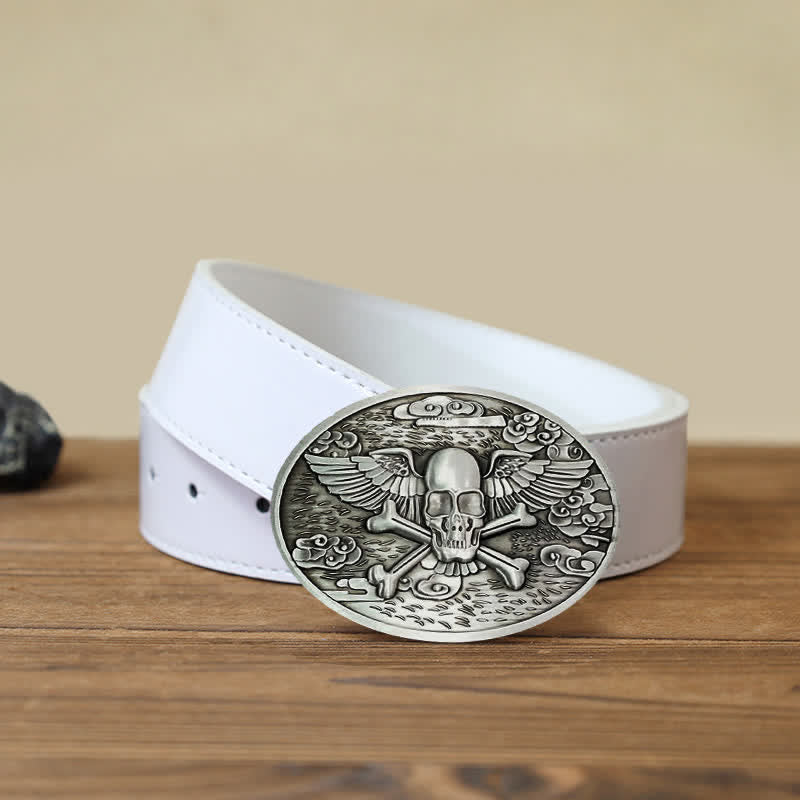 Cintura in pelle con fibbia porta birra creativa fai da te a forma di teschio e angelo da uomo