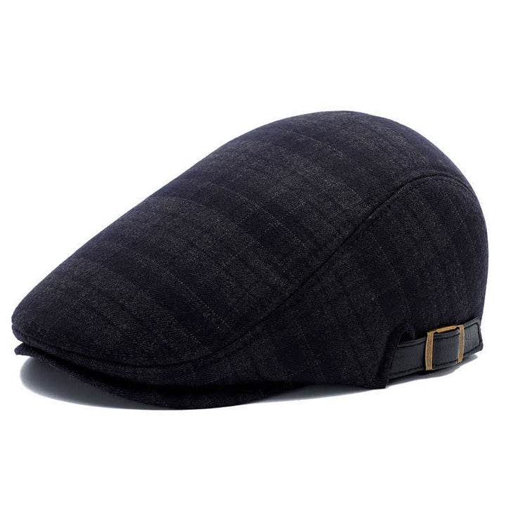 Berretto piatto in pile polare con motivo scozzese - Quadrato nero - Regolabile (circa 22"-23 1/4") - image 12