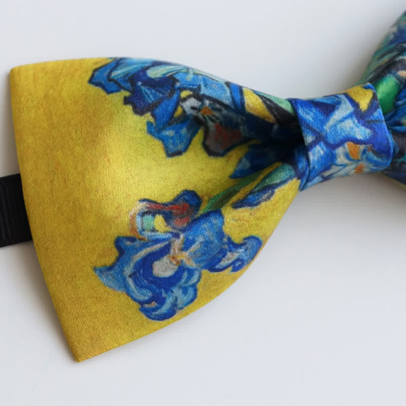 Papillon da uomo con stampa a olio creativo e motivo iris giallo