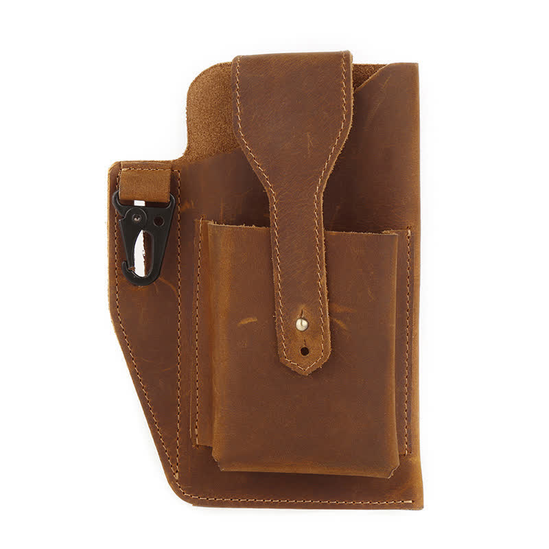 Borsa a tracolla in pelle Crazy Horse minimalista per telefono - Marrone - image 16