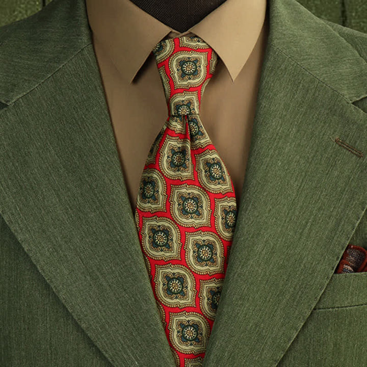 Cravatta da uomo con medaglione rosso e verde peperoncino - Rosso e verde - image 0