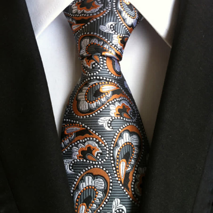 Cravatta da uomo con motivo Paisley a onde marine - Grigio - image 0