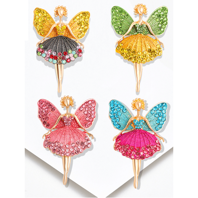 Spilla ballerina da donna con abito scintillante e delicato