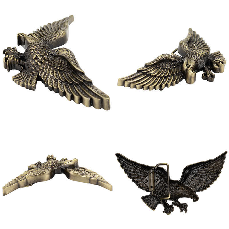 Cintura in pelle con fibbia grande aquila volante da uomo - image 2