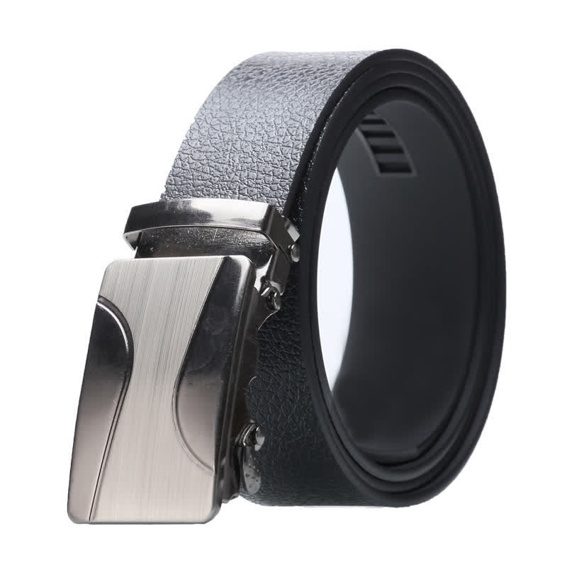 Cintura da uomo in pelle nera con fibbia automatica - Stile n. 4 - Argento - 42 - image 9