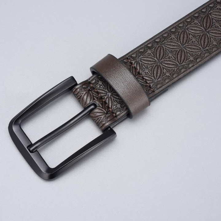 Cintura in pelle con stampa geometrica di monete da uomo