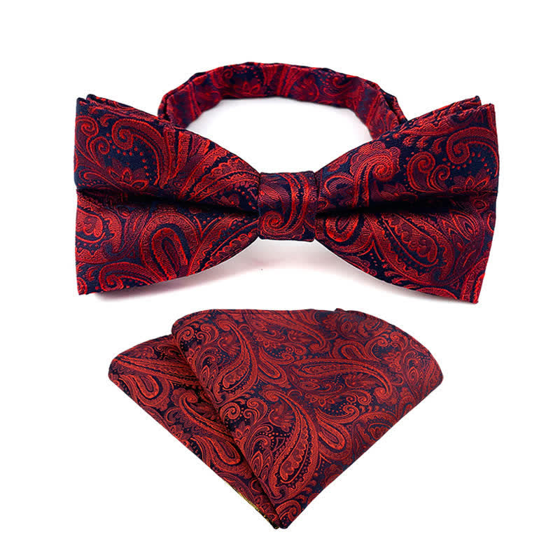 Set da 2 pezzi da uomo con papillon e fazzoletto da taschino con motivo paisley floreale