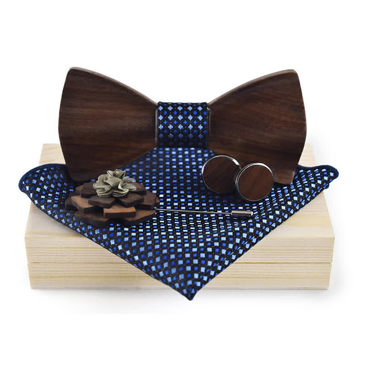 Set di 4 papillon in legno nero vintage da uomo