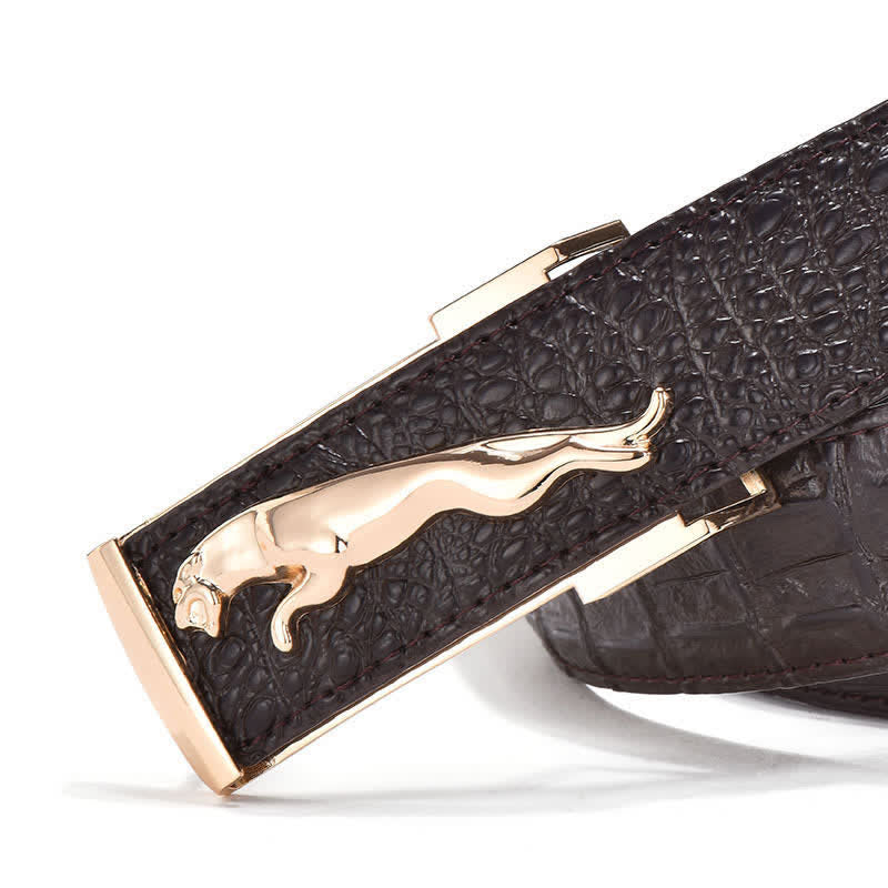 Cintura in pelle con fibbia leopardata di lusso da uomo