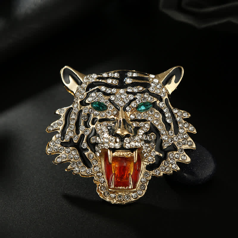 Spilla da uomo retrò con testa di tigre