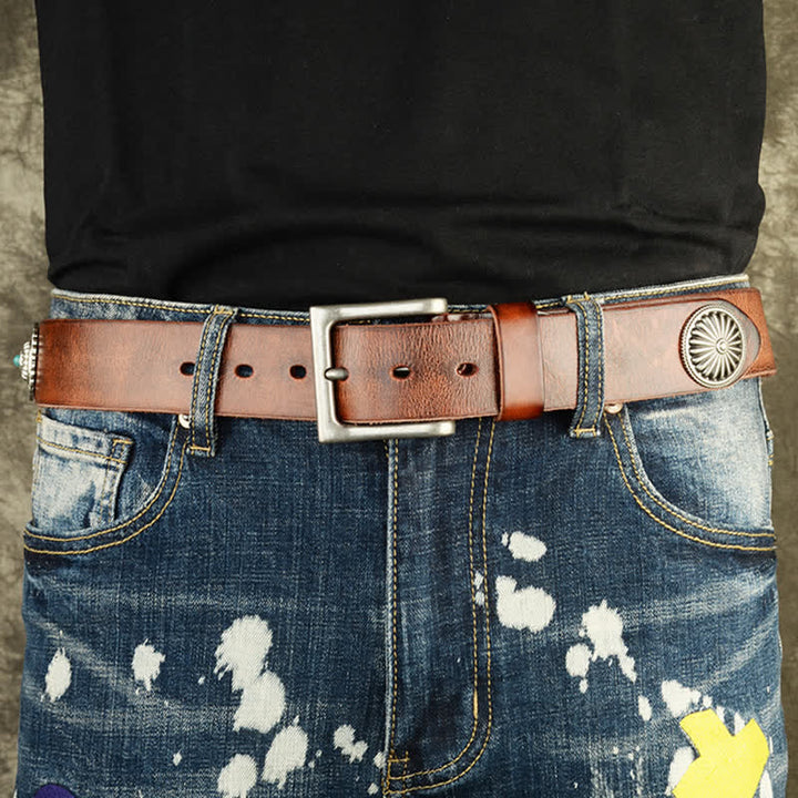 Cintura da uomo in pelle con borchie in metallo pesante punk - image 2