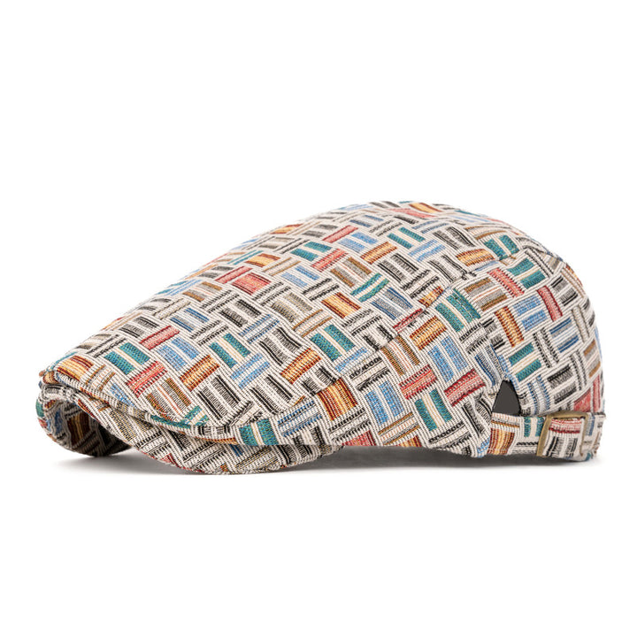 Cappello basco a quadri jacquard colorati retrò artistici - Fibbia del bordo - Azzurro chiaro - Regolabile (22 1/2"-24") - image 12